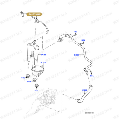 LR013531LR GENUINE LAND ROVER - PIPE - OIL SEPARATOR