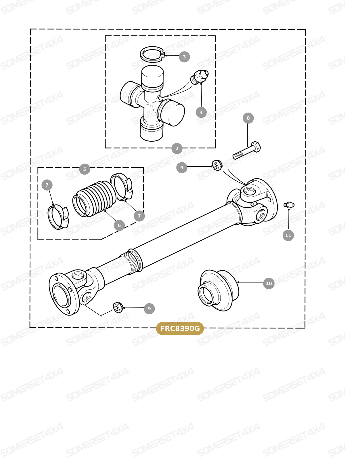 FRC8390G LAND ROVER - FRONT PROPSHAFT From HARDY SPICER