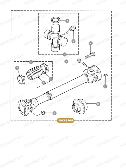 FRC8390G LAND ROVER - FRONT PROPSHAFT From HARDY SPICER