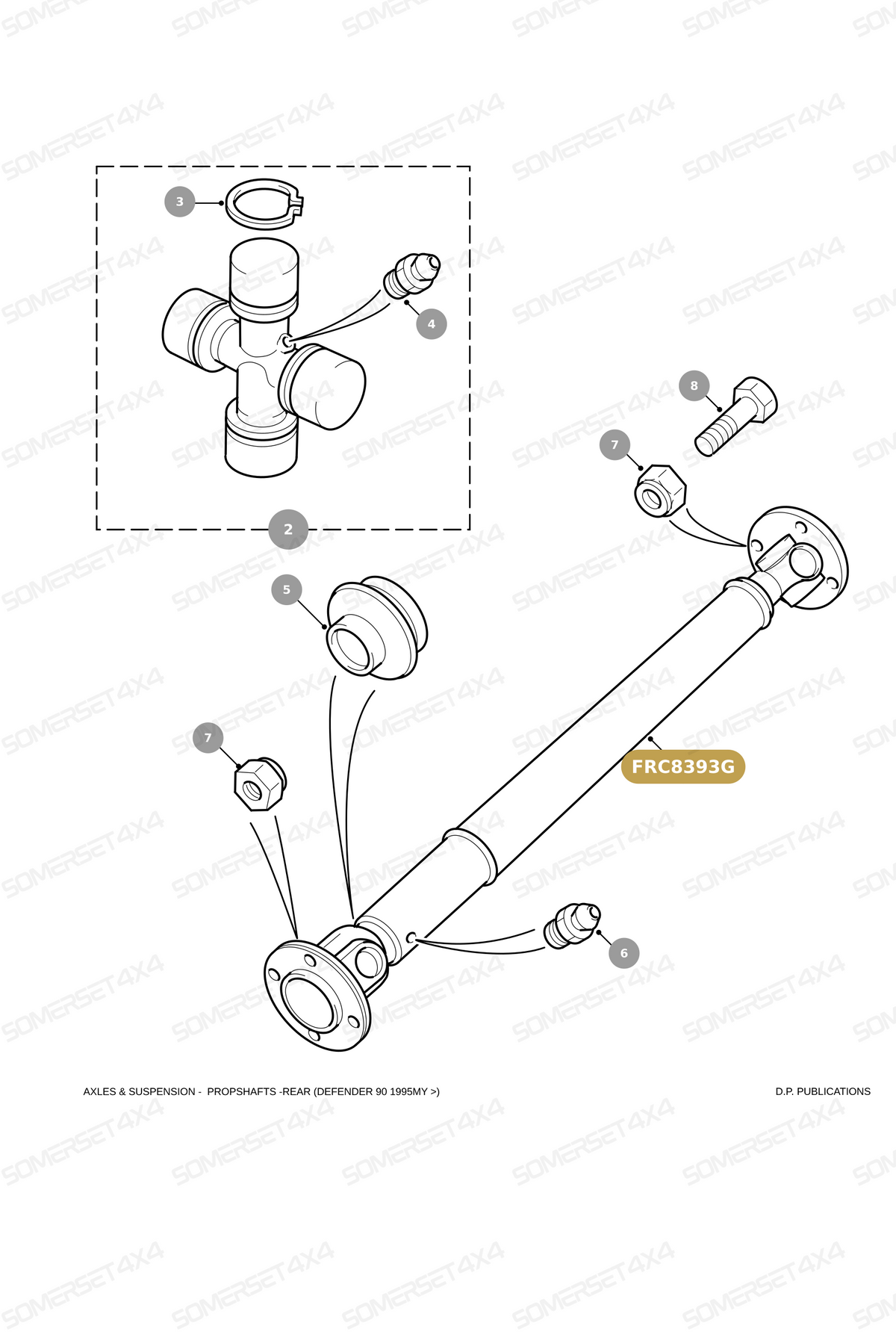 FRC8393G Land Rover Defender 90 Rear Propshaft V8