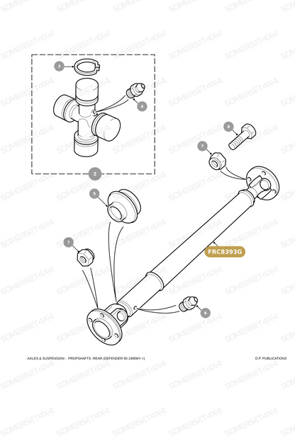 FRC8393G Land Rover Defender 90 Rear Propshaft V8