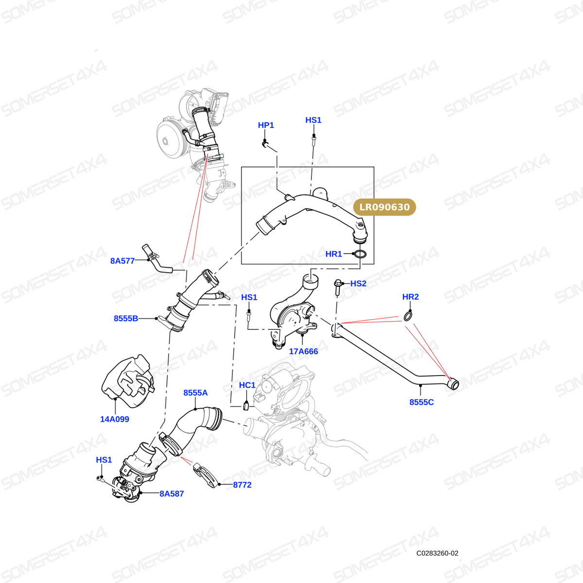 LR090630 LAND ROVER - PIPE-OUTLET-COOLANT-UPPER 3.0SC 5.0SC L405;L462;L494;L560;L663 From ALLMAKES