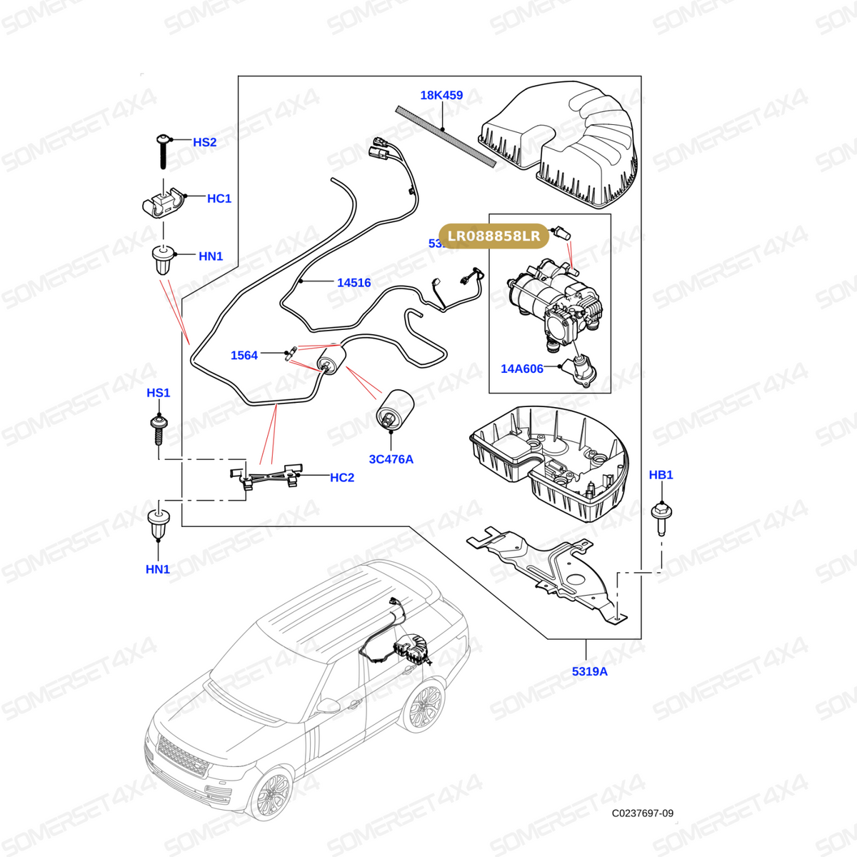 LR088858LR GENUINE LAND ROVER - SILENCER - SUSPENSION COMPRESSOR