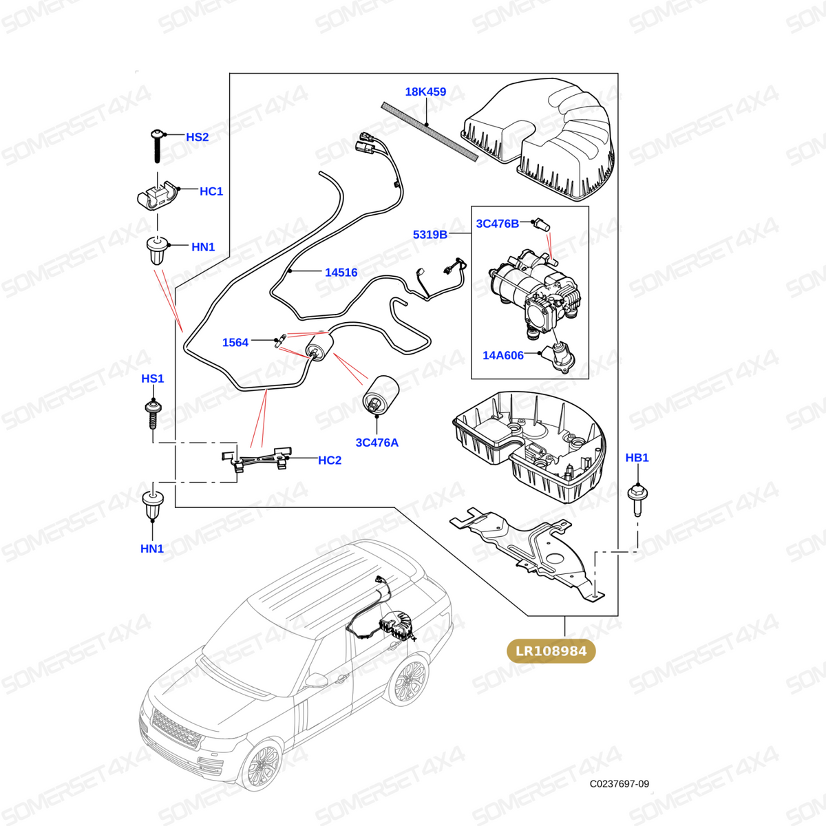 LR108984 LAND ROVER - COMPRESSOR - SUSPENSION LEVELLING From ALLMAKES
