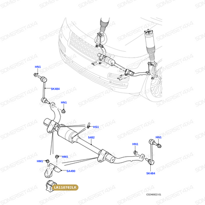 LR110782LR GENUINE LAND ROVER - INSULATOR - STABILIZER BAR