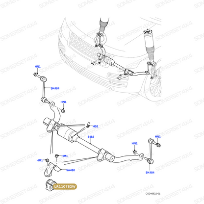 LR110782W LAND ROVER - IN SULATOR - STABILIZER BAR From BWI