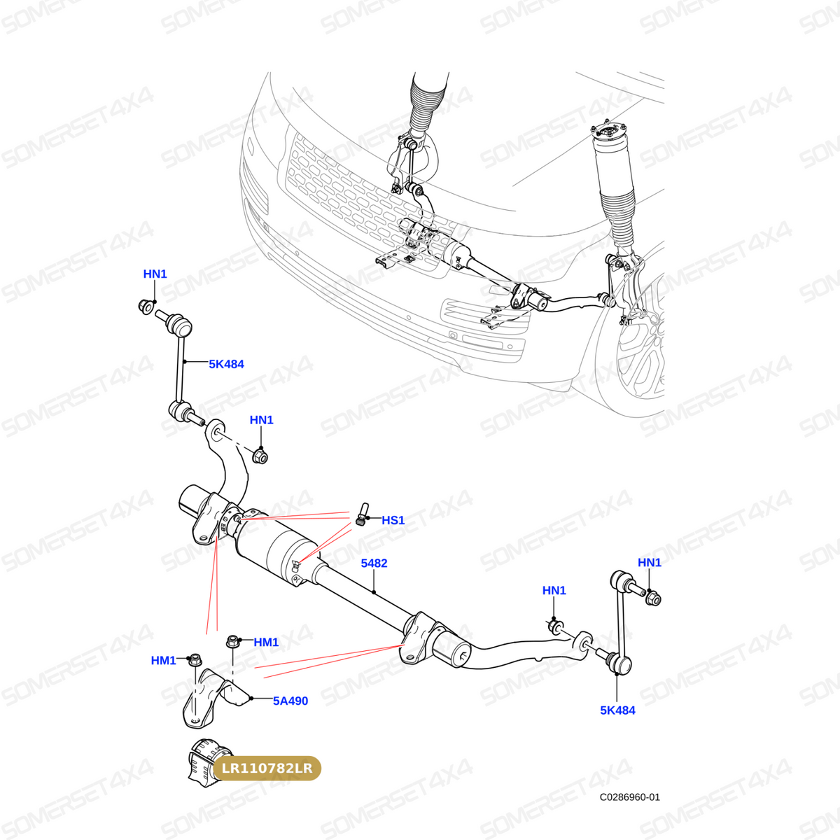 LR110782LR GENUINE LAND ROVER - INSULATOR - STABILIZER BAR