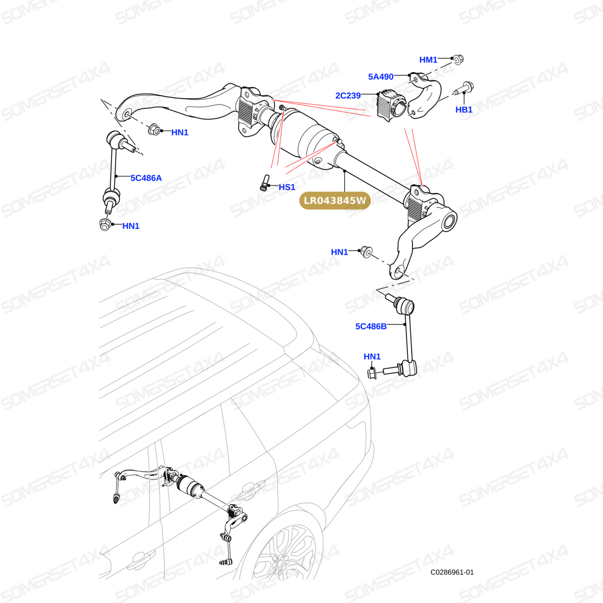 LR043845W LAND ROVER - BAR - STABILIZER From BWI