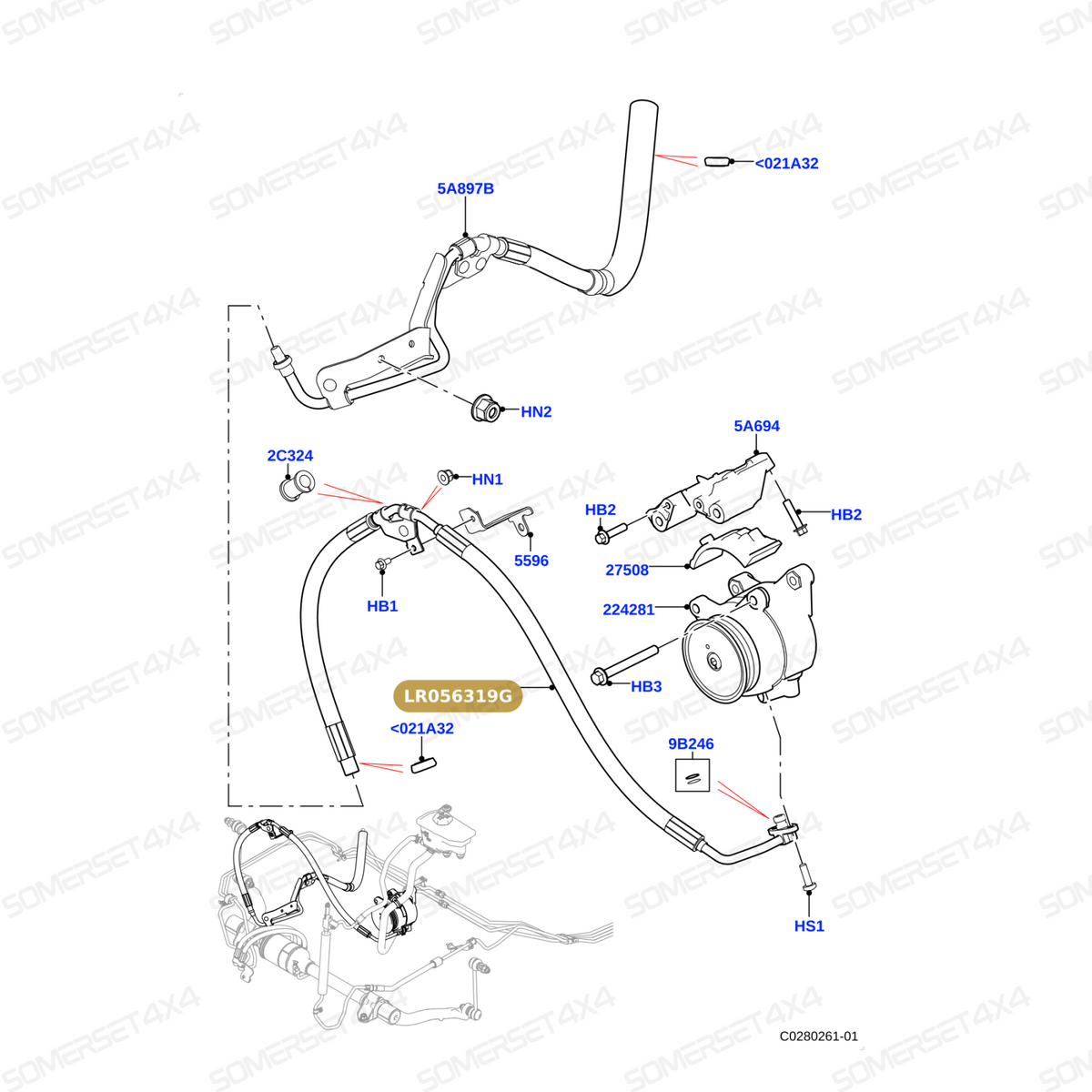 LR056319G LAND ROVER - TUBE - ACTIVE ROLL BAR SYSTEM From PR2 ALLMAKES OE