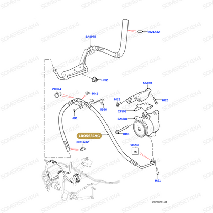 LR056319G LAND ROVER - TUBE - ACTIVE ROLL BAR SYSTEM From PR2 ALLMAKES OE