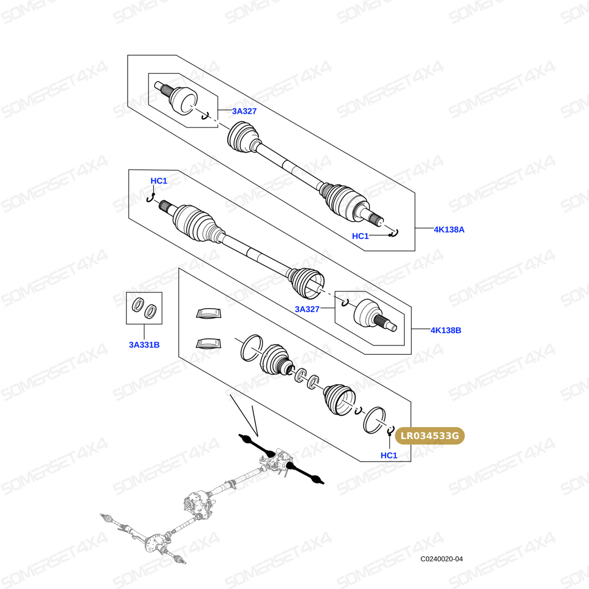 LR034533G LAND ROVER - KIT BOOT REAR - RR L405 From GKN