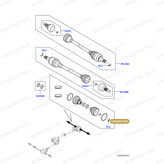 LR034533G LAND ROVER - KIT BOOT REAR - RR L405 From GKN