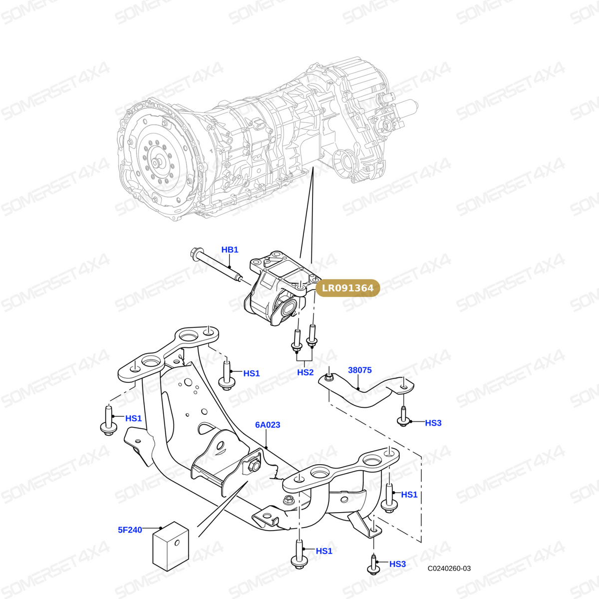 LR091364 LAND ROVER - INSULATOR - ENGINE SUPPORT From ALLMAKES