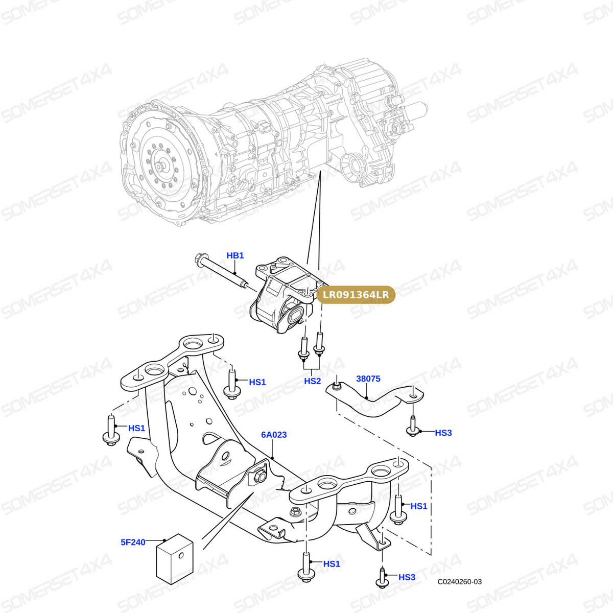 LR091364LR GENUINE LAND ROVER - INSULATOR - ENGINE SUPPORT