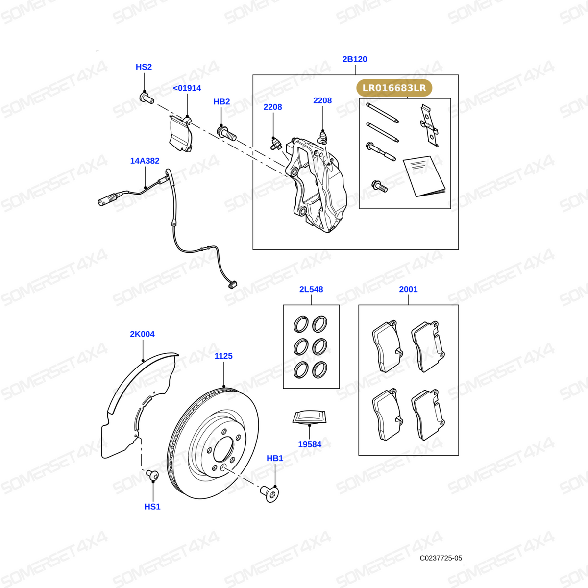LR016683LR GENUINE LAND ROVER - KIT - BRAKE CALIPER ATTACHMENT