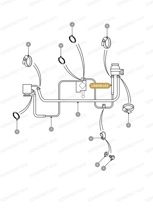 LR058102 LAND ROVER - PIPE - STEERING BOX TO RESERVOIR From ALLMAKES