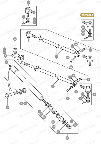 RTC5870D LAND ROVER - BALL JOINT FOR TRACK ROD - DRAG LINK AND DAMPERS - LH THREAD From DELPHI