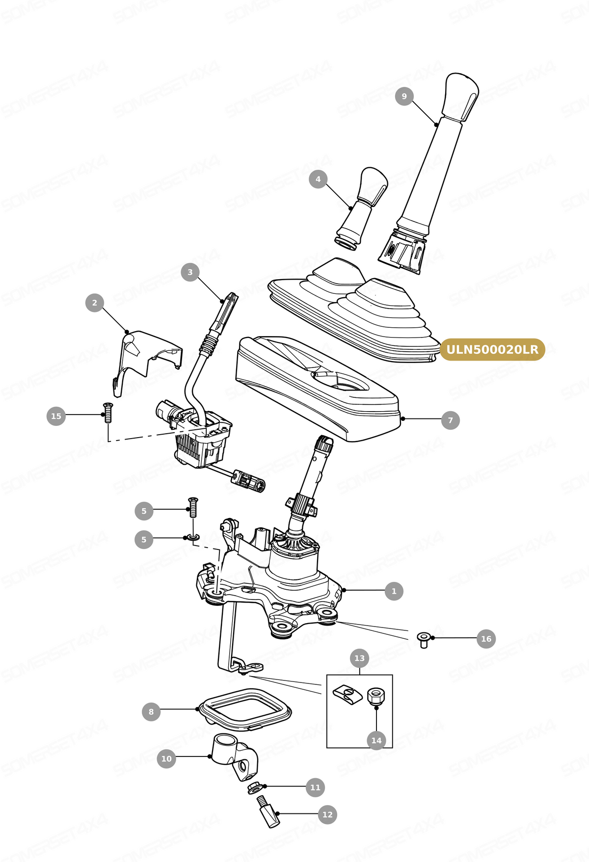 ULN500020LR GENUINE LAND ROVER - BOOT - GEAR CHANGE LEVER