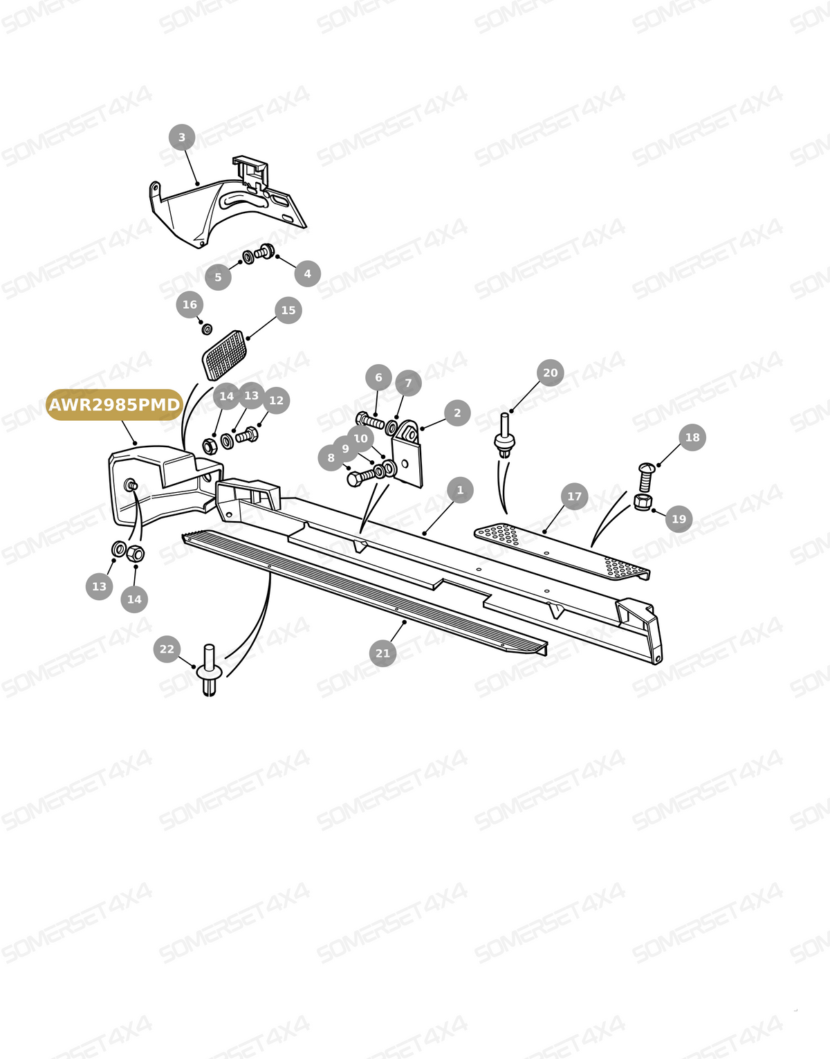 AWR2985PMD LAND ROVER - END CAP ASSY REAR LH From PR2 ALLMAKES OE