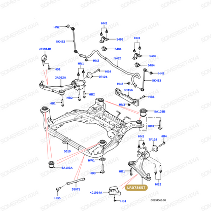 LR078657 LAND ROVER - ARM - FRONT SUSPENSION - LH From PR2 ALLMAKES