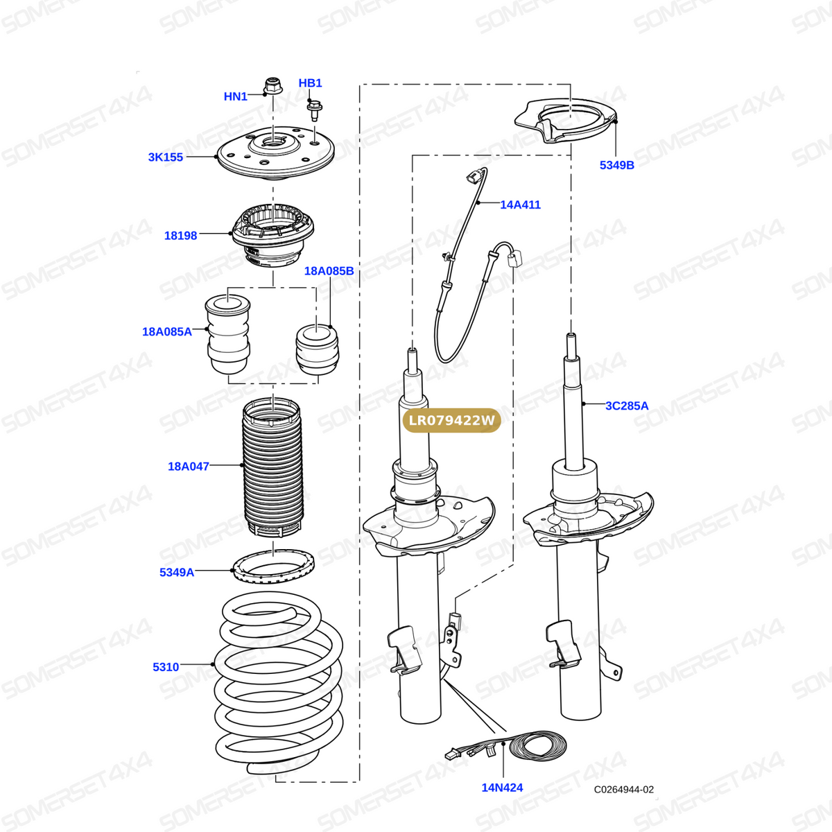 LR079422W LAND ROVER - SHOCK ABSORBER - FRONT - RH - FITS From BWI