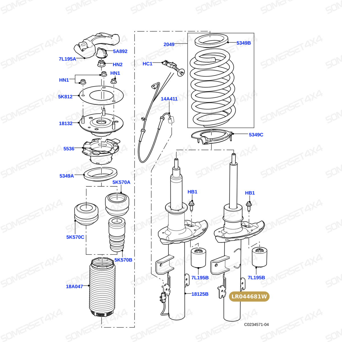 LR044681W LAND ROVER - SHOCK ABSORBER - LH From BWI