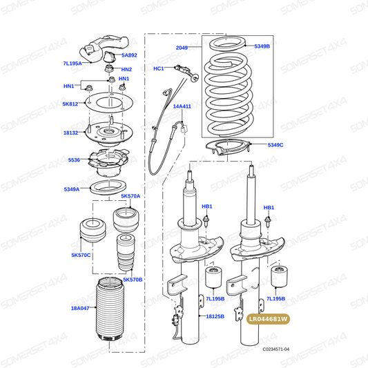 LR044681W LAND ROVER - SHOCK ABSORBER - LH From BWI