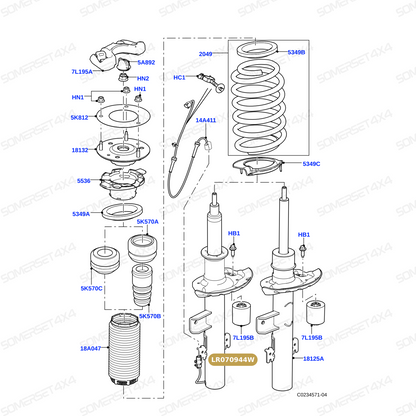 LR070944W LAND ROVER - SHOCK ABSORBER - REAR - RH From BWI