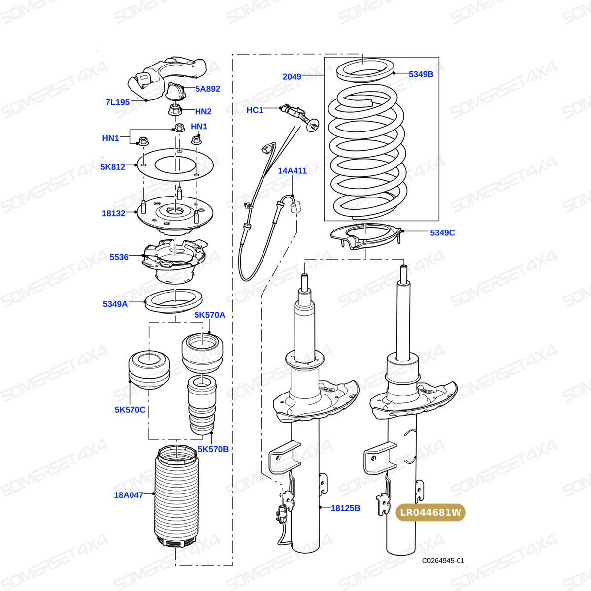 LR044681W LAND ROVER - SHOCK ABSORBER - LH From BWI