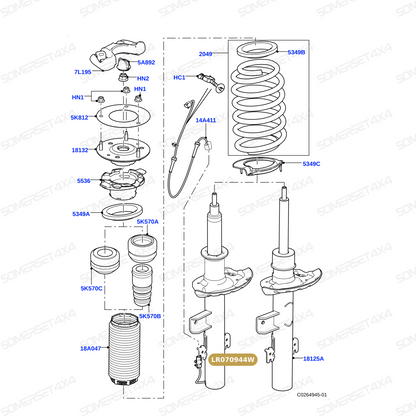 LR070944W LAND ROVER - SHOCK ABSORBER - REAR - RH From BWI