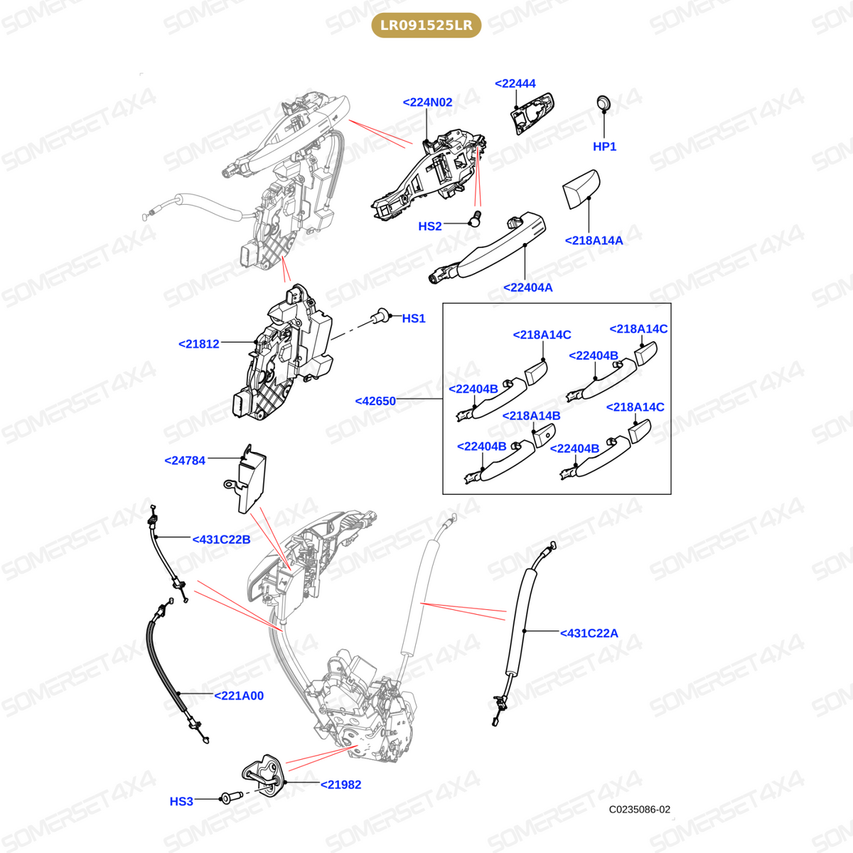 LR091525LR GENUINE LAND ROVER - LATCH - FRONT DOOR