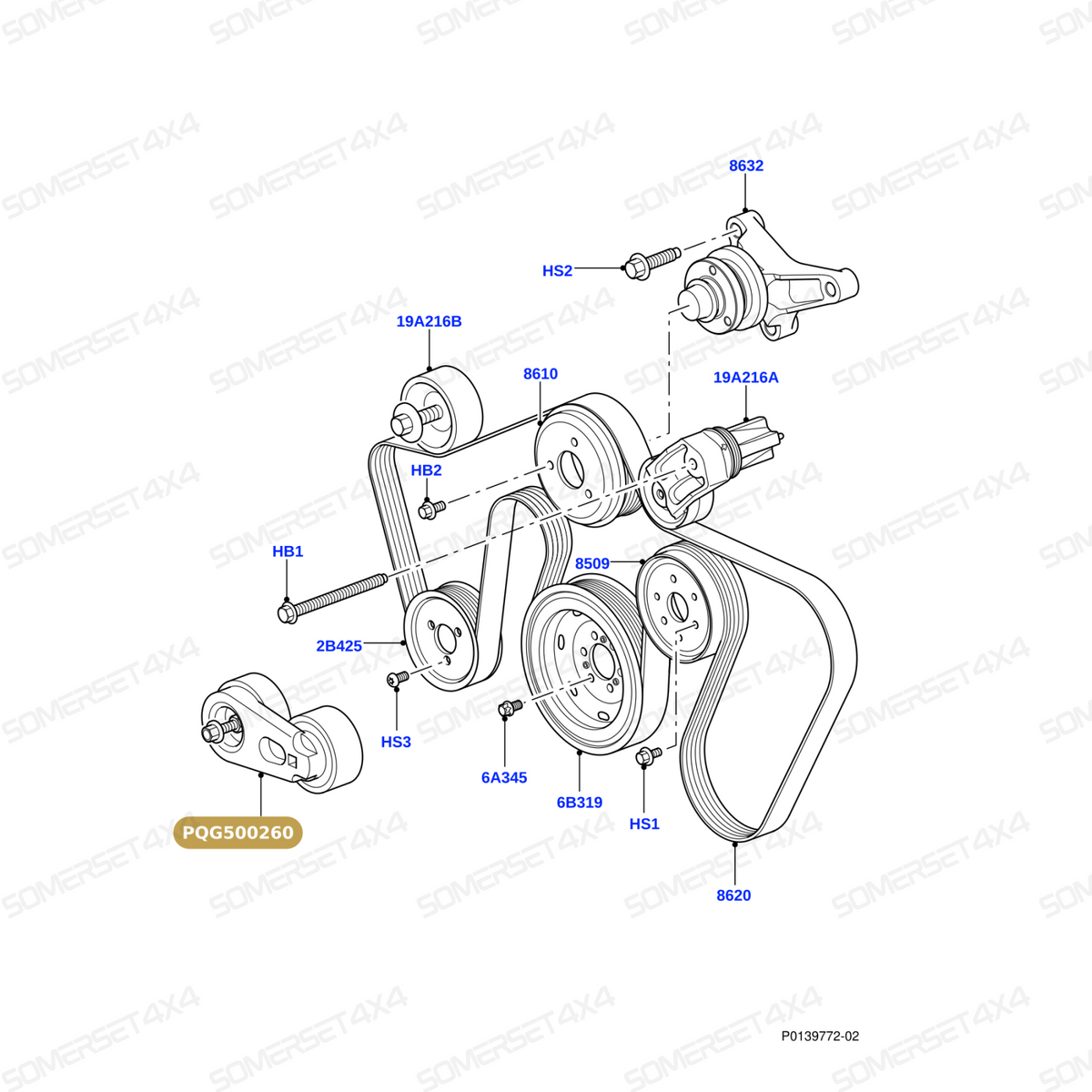 PQG500260 LAND ROVER - PULLEY ASSY - TENSION RR SPORT 05-09 2.7L V6 LION From ALLMAKES