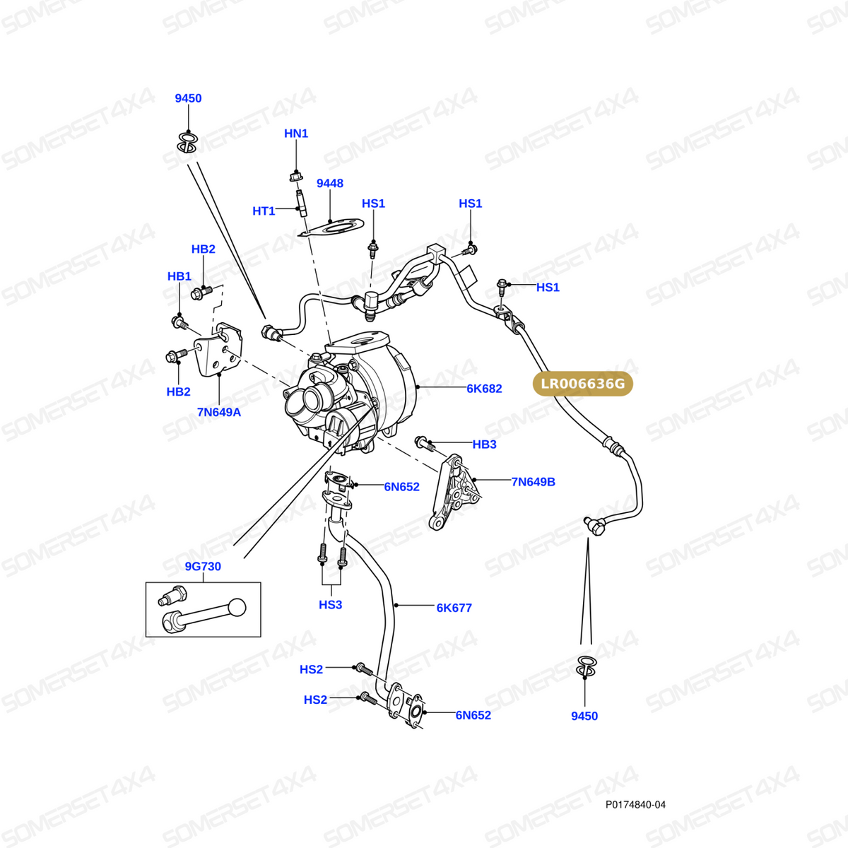 LR006636G LAND ROVER - PIPE - OIL FEED - TURBO - RRS 3.6 V8 D From PR2 ALLMAKES OE