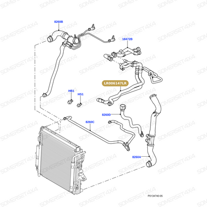 LR006147LR GENUINE LAND ROVER - HOSE - HEATER WATER