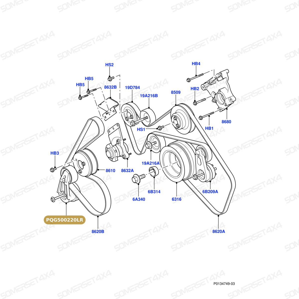 PQG500220LR GENUINE LAND ROVER - TENSIONER
