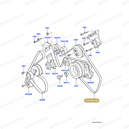 PQR500340 LAND ROVER - DRIVE BELT - RRS 05-09 - 4.2 V8 S/CHGD - 4.4 V8 AJ PET From ALLMAKES