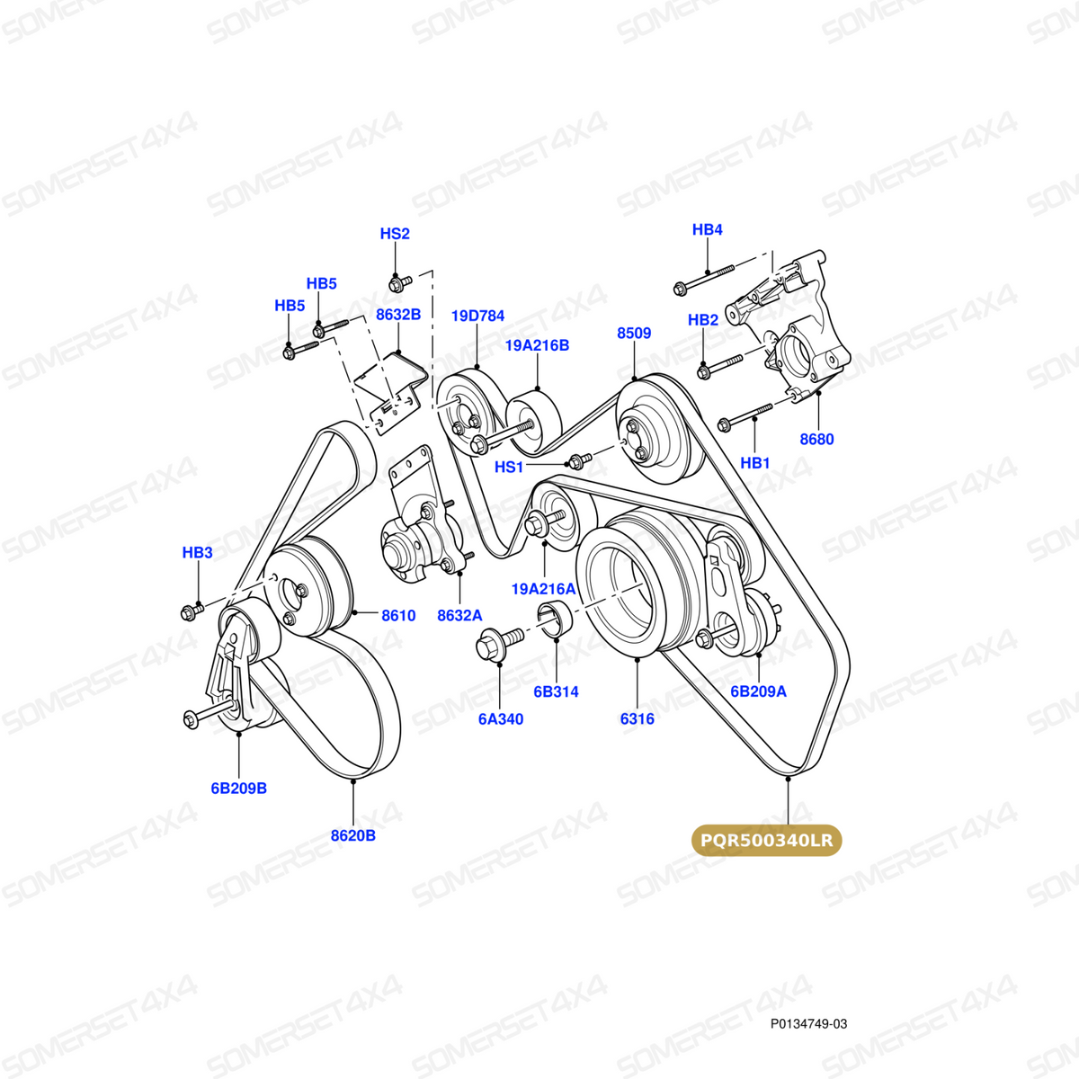 PQR500340LR GENUINE LAND ROVER - V-Belt