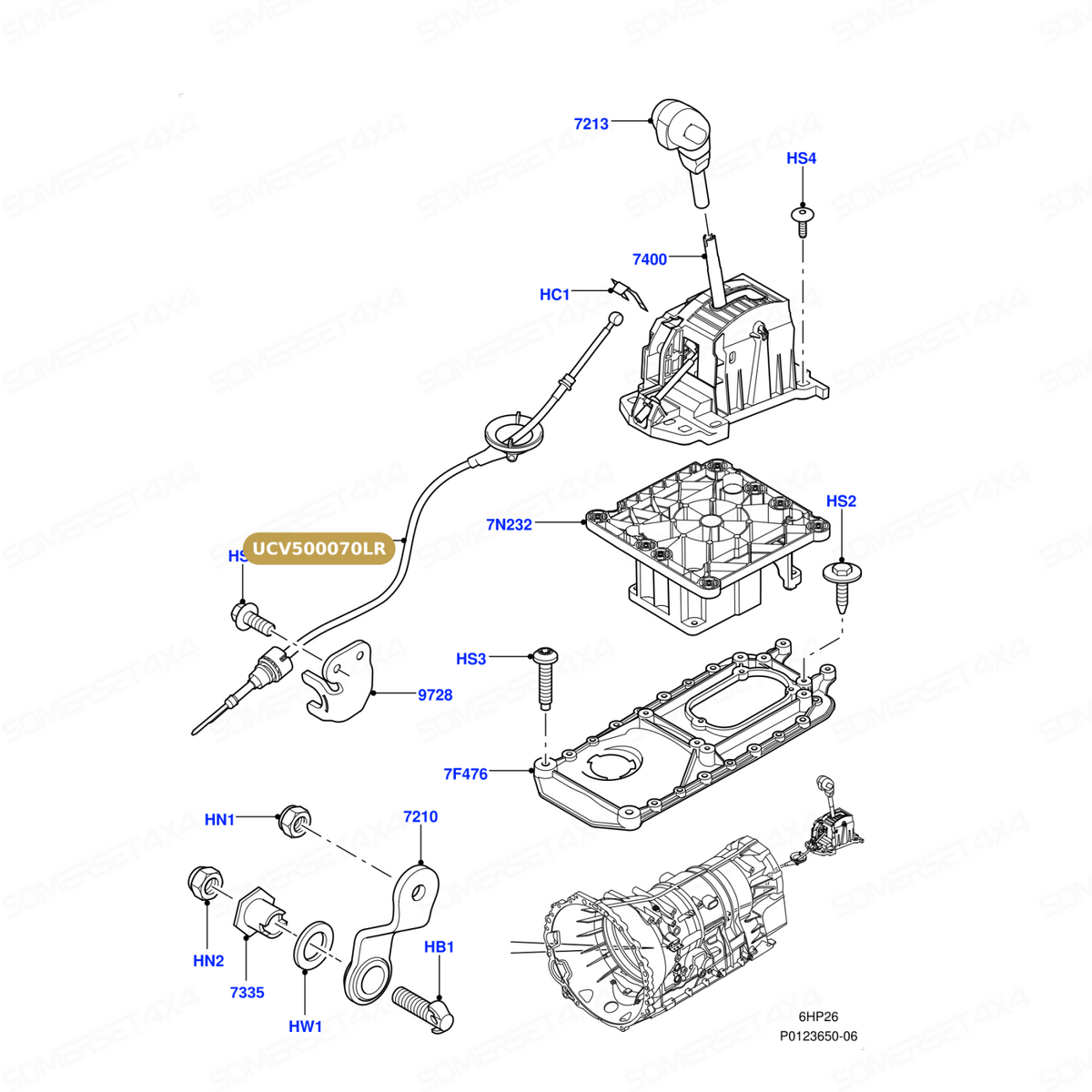 UCV500070LR GENUINE LAND ROVER - CABLE - SELECTOR LEVER CONTROL