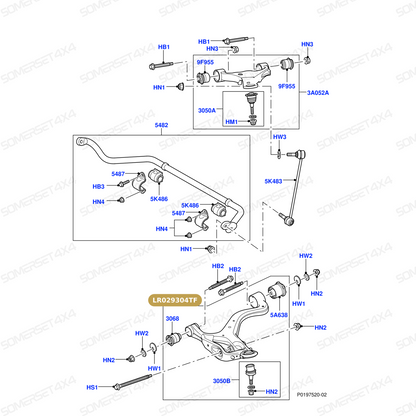 LR029304TF LAND ROVER - Front Lower RH Arm for D3/D4 RRS 05-13 From TERRAFIRMA