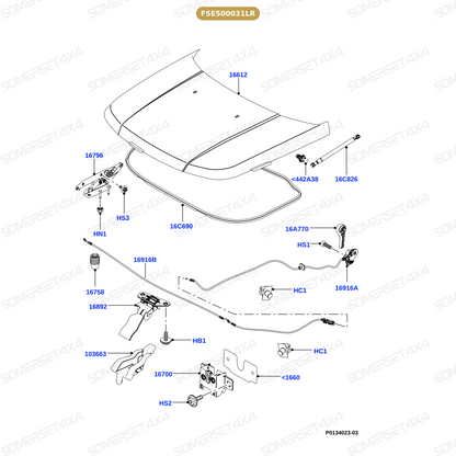 FSE500031LR GENUINE LAND ROVER - CABLE - HOOD CONTROL