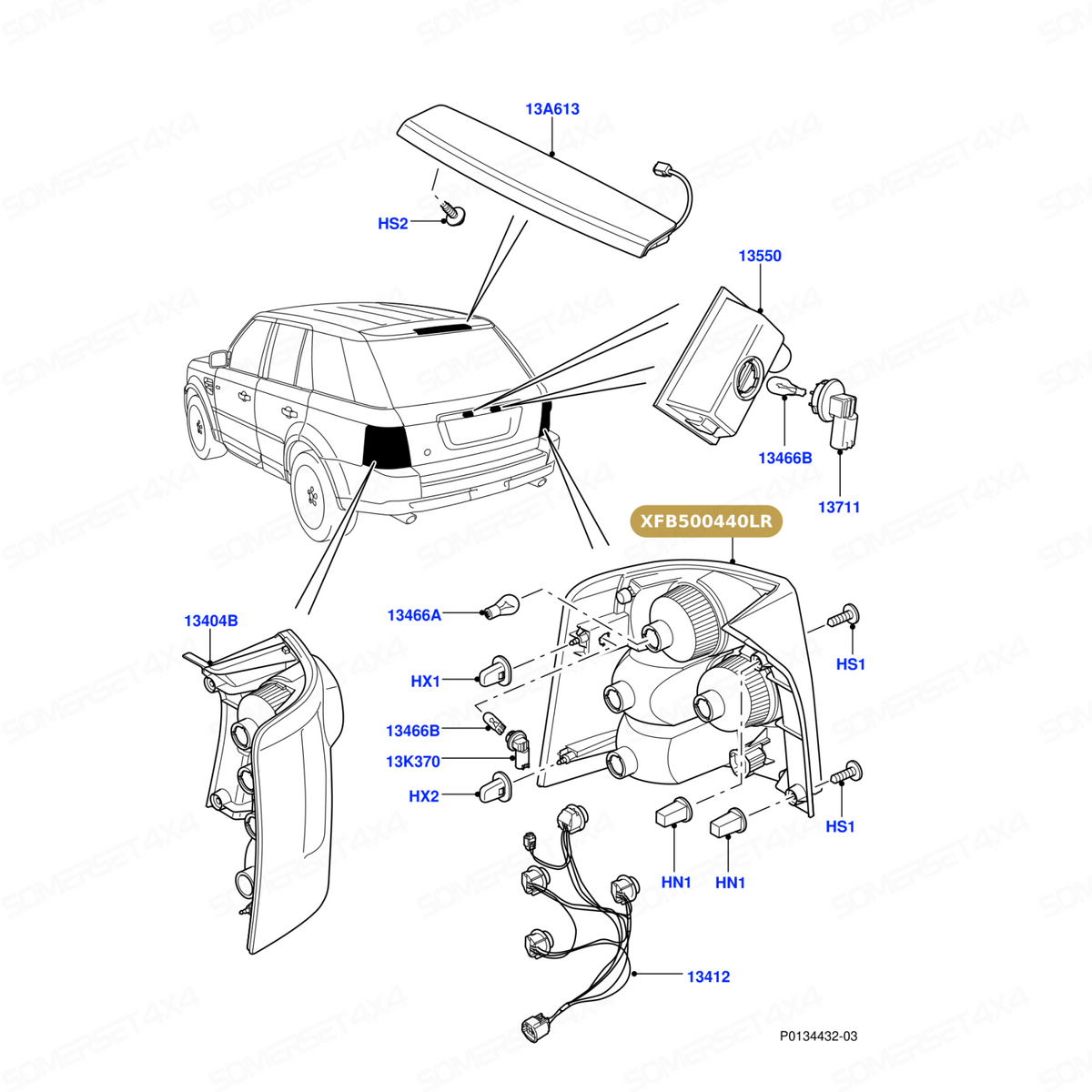 XFB500440LR GENUINE LAND ROVER - LAMP - REAR