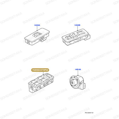 YUD501570PVJ LAND ROVER - SWITCH ASSY - DRIVERS DOOR - D3 - RRS 2005-2009 From ALLMAKES