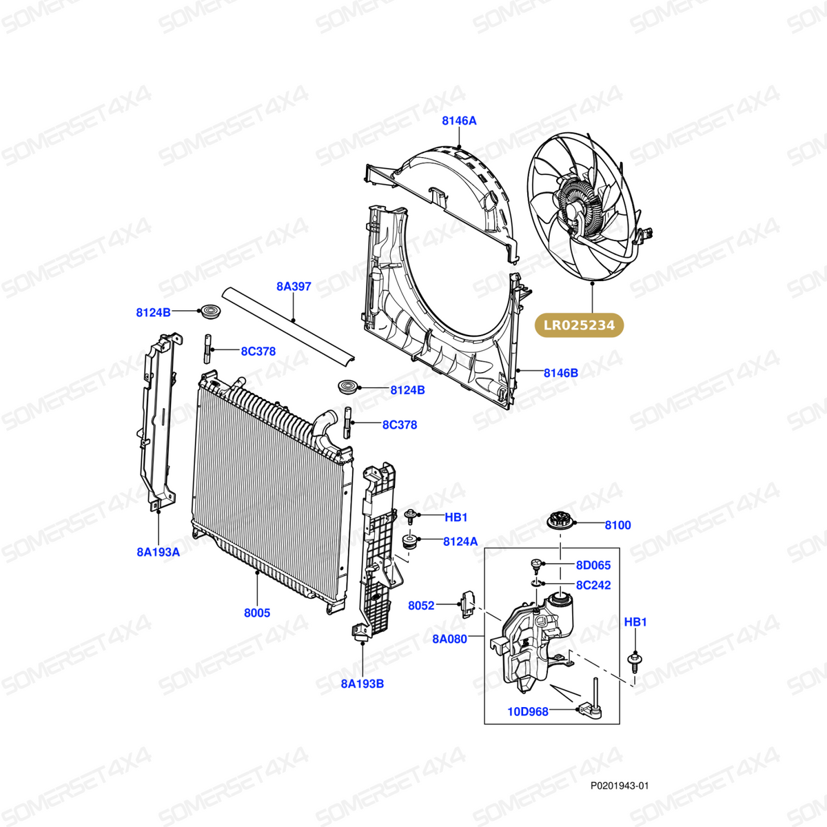 LR025234 LAND ROVER - FAN AND DRIVE - ASSEMBLY - ENGINE COOLING From BEHR