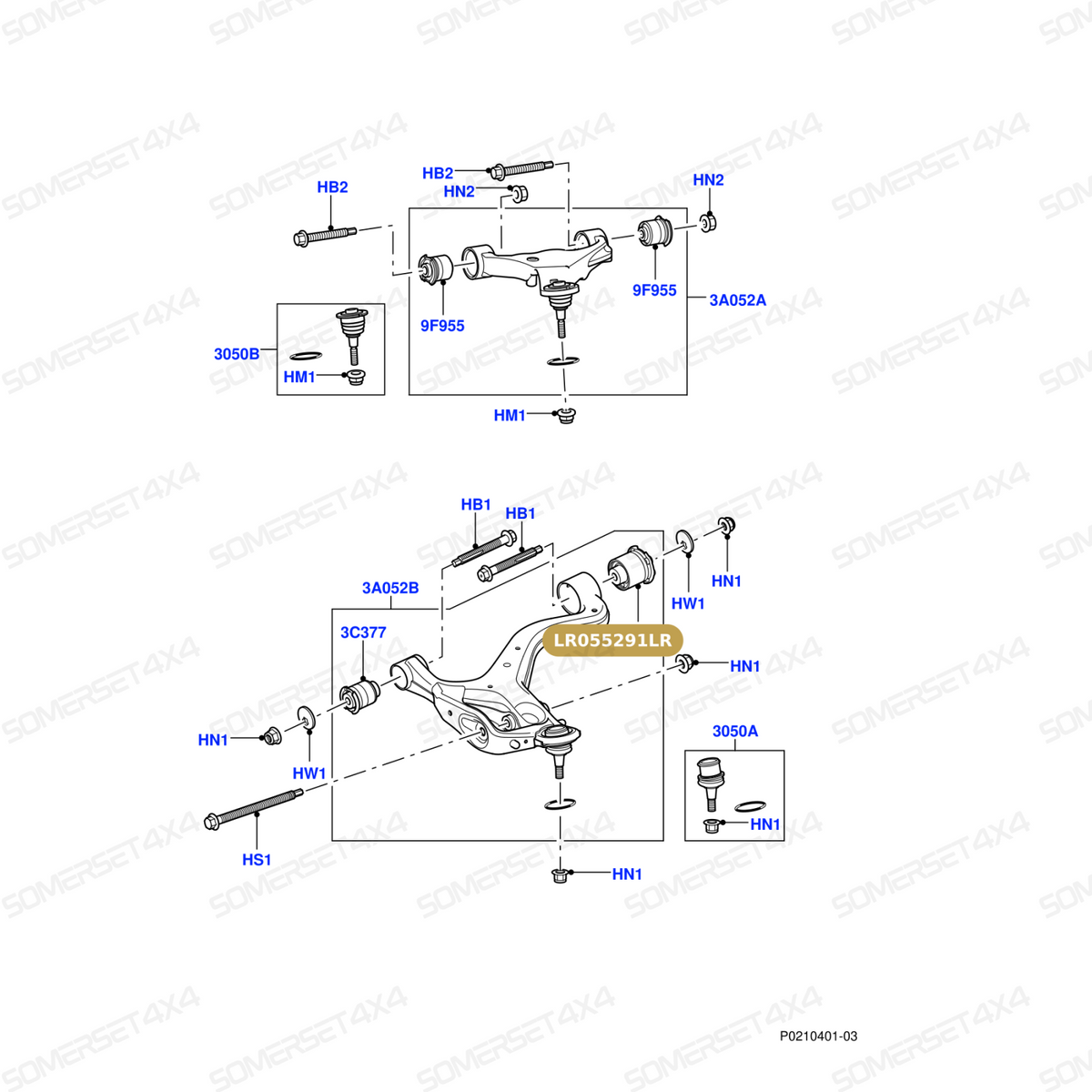 LR055291LR GENUINE LAND ROVER - BUSH - FRONT SUSPENSION ARM
