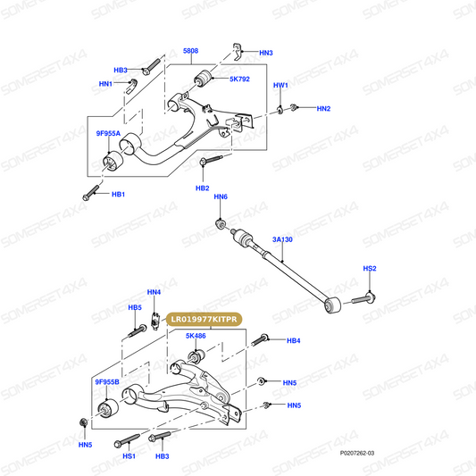 LR019977KITPR LAND ROVER - KIT - SUSPENSION ARM WITH BOLTS RRS 05-1 From PROEVO+