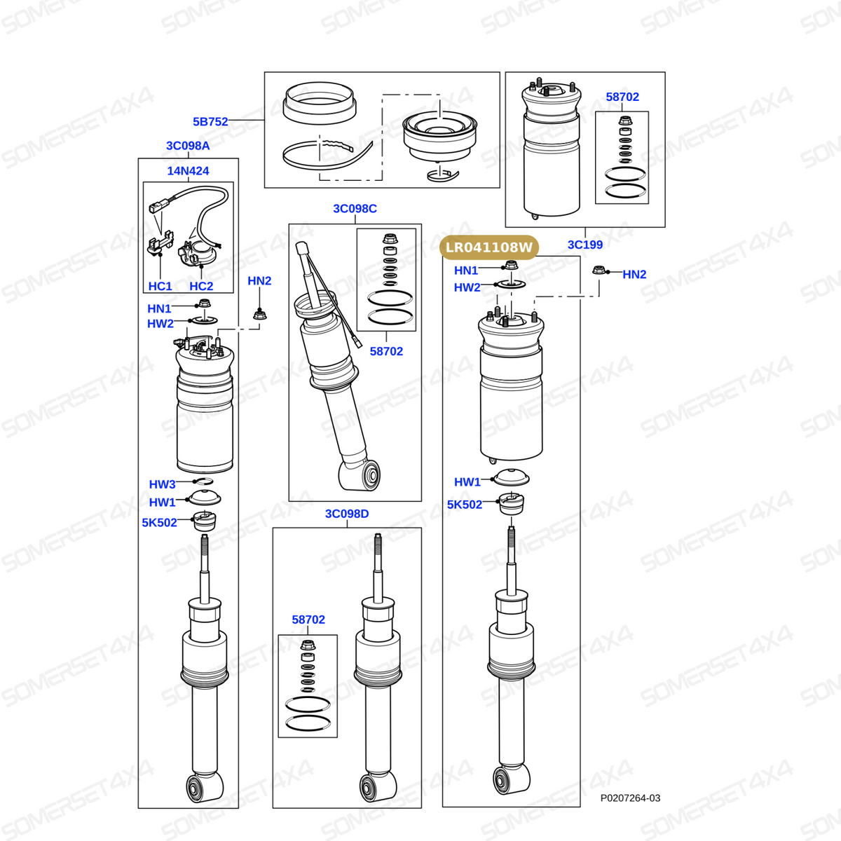 LR041108W LAND ROVER - DAMPER - ASSEMBLY - FRONT From BWI