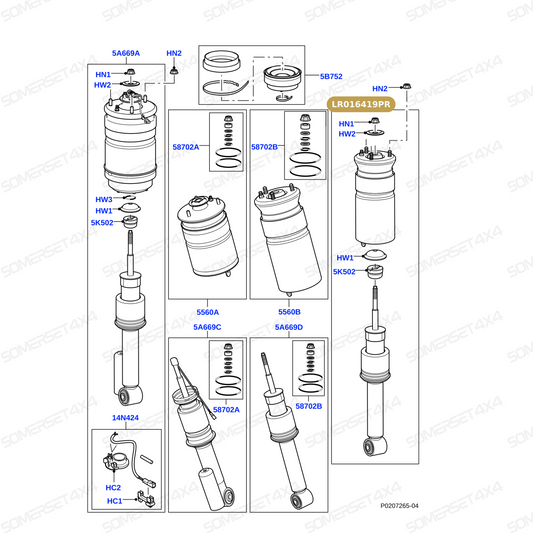 LR016419PR LAND ROVER - SHOCK ABSORBER & AIR SPRING From PROEVO+