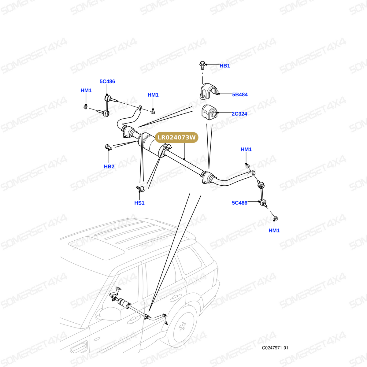 LR024073W LAND ROVER - BAR - ANTI ROLL BAR - 3.0L 24V DOHC V6 TC DIESEL From BWI