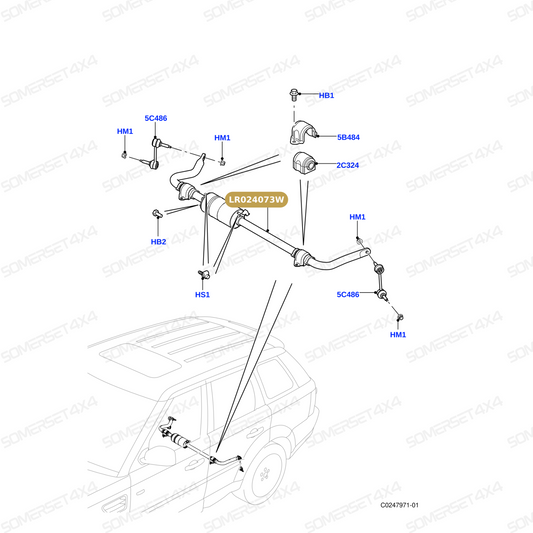 LR024073W LAND ROVER - BAR - ANTI ROLL BAR - 3.0L 24V DOHC V6 TC DIESEL From BWI