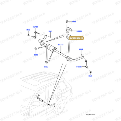 RVU000022D LAND ROVER - BUSH - ANTI ROLL BAR - WITH ACE AND STABILITY CONTROL From DELPHI